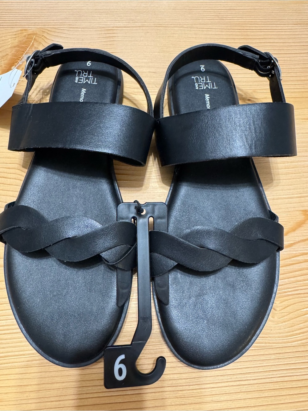 NWT Black Womens Braided Strap Sandals Size 9